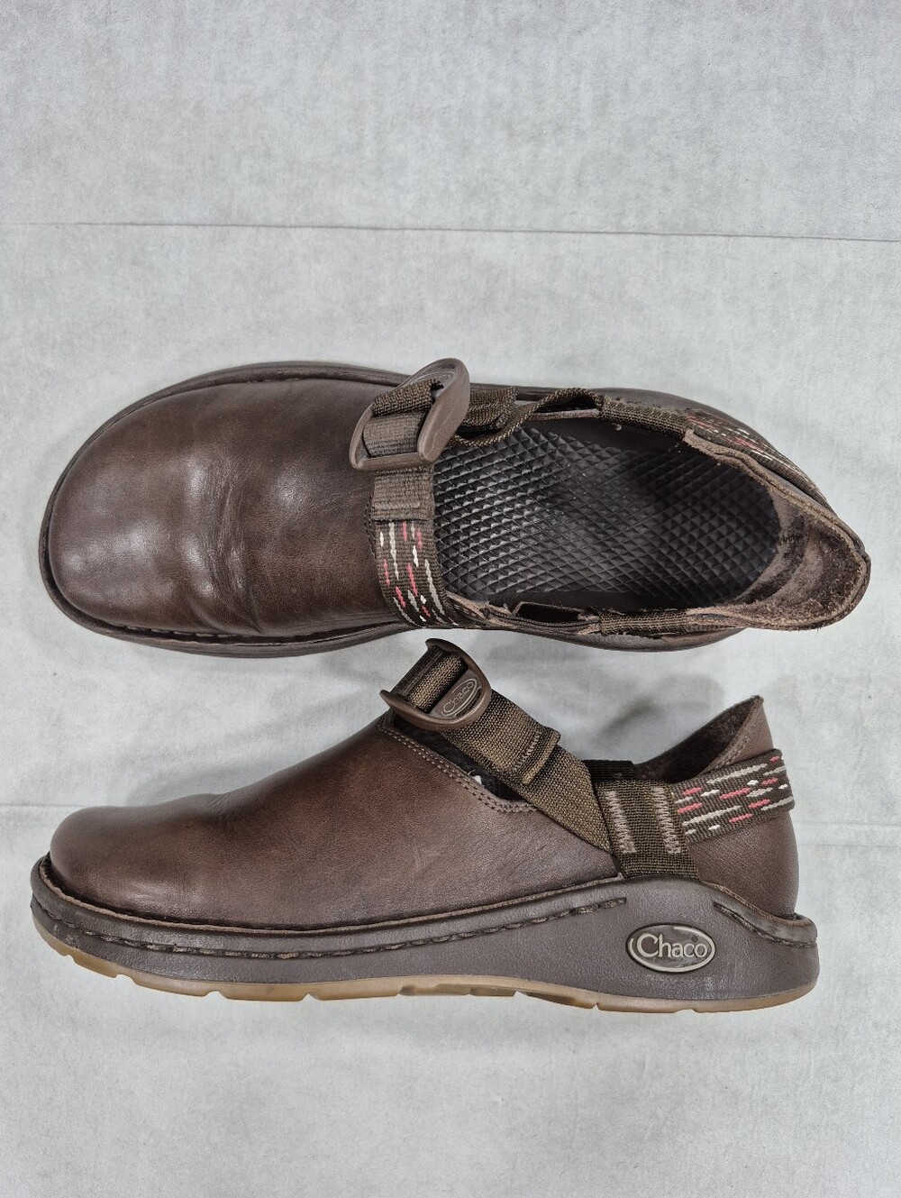 Chaco Pedshed slip on shoes women's 6.5 chocolate brown leather adjustable strap
